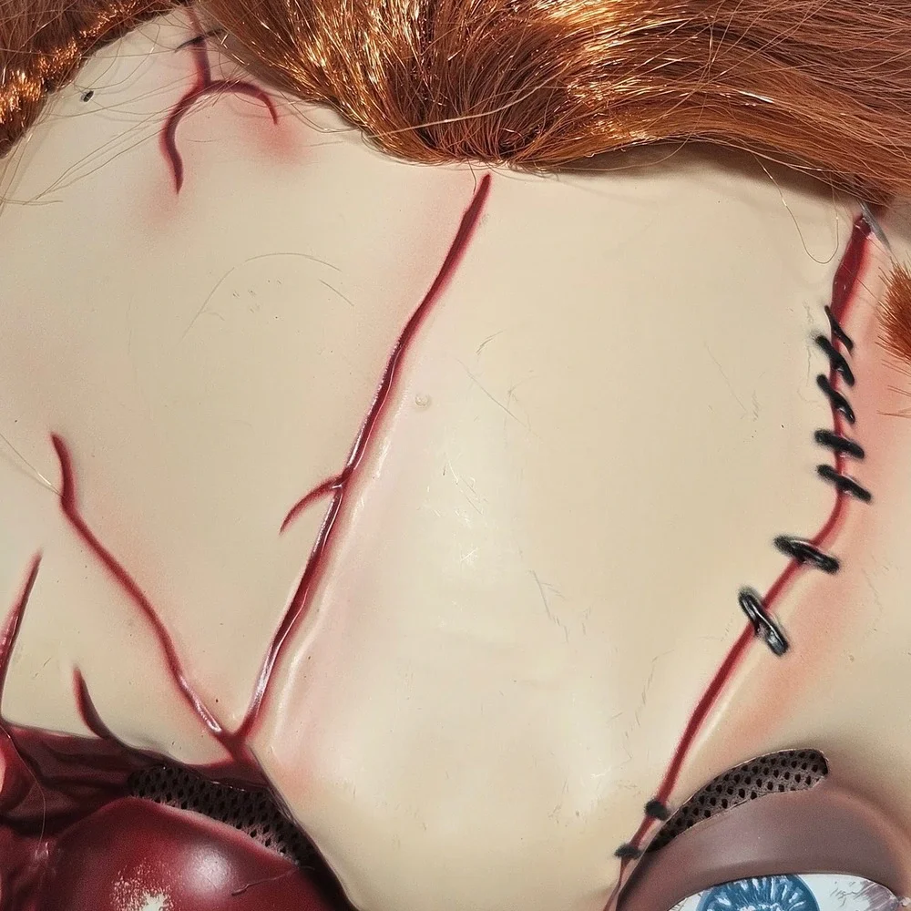 Chucky Bride of Chucky Horror Movie Halloween Mask with Red Hair Stitched Face